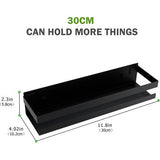 Doucheplank, zwart, douchegelhouder, doucheplank, doucheplank, douchemand, zonder boren, shampoohouder voor douche, zwart, mat, roestvrij staal, 30 cm