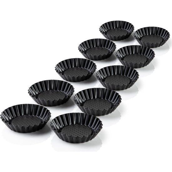 vormpjes, 10 x mini-tartelette vormpjes, Ø 11 cm, antiaanbaklaag, bakvormen set, voor mini-fruitbodem, mini-taartjes en mini-taart