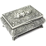 Sieradendoosje van metaal in antieke look, bloemenmotief met 3 rozen