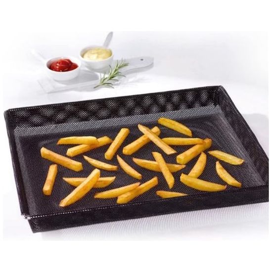 Bakplaat - grillpannetje - ovenplaat - stoofpan - pizzaplaat - grillschaal - ovenschaal - geperforeerde plaat oven - vetvrij heteluchtgaren - patat voor oven (28 x 35 x 4 cm)