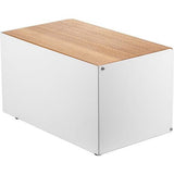 Bread Bin Including Set of 3 Storage Containers Cube I Bread Box Made of Steel and Bamboo Lid I Spacious and Modern Bread Container I 3 Storage Jars for Coffee Tea Sugar I Colour: White