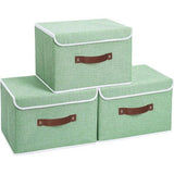 Opbergdozen met deksels 3 pack, inklapbare opbergbak met handvat, voor het organiseren, 38x25x25cm, groen