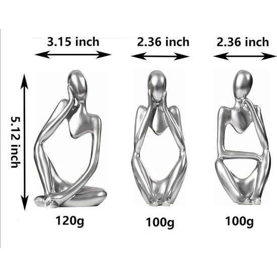 3 stuks denker beelddecoratie abstract standbeeld hars sculptuur figuren denker decoratie woonkamer boekenkast slaapkamer kantoor