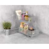Gioma Ladekast, hoogwaardige organizer met 2 etages en mand uittrekbaar voor keukenkast of werkblad, keukenrek van gepoedercoat metaal, 35 x 33,5 x 18,5 cm, zilver-mat