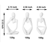 3 stuks denkers standbeelden decoratie, abstract beeldje hars sculptuur figuren denker decoratie woonkamer boekenkast slaapkamer kantoor