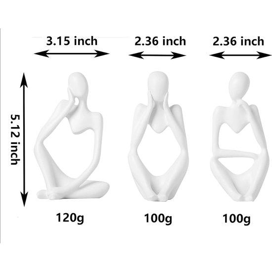 3 stuks denkers standbeelden decoratie, abstract beeldje hars sculptuur figuren denker decoratie woonkamer boekenkast slaapkamer kantoor