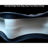 Stuurhoes voor de auto, microvezel, leer, universele maat 37-39 cm, antislip, zwart met blauwe lijn