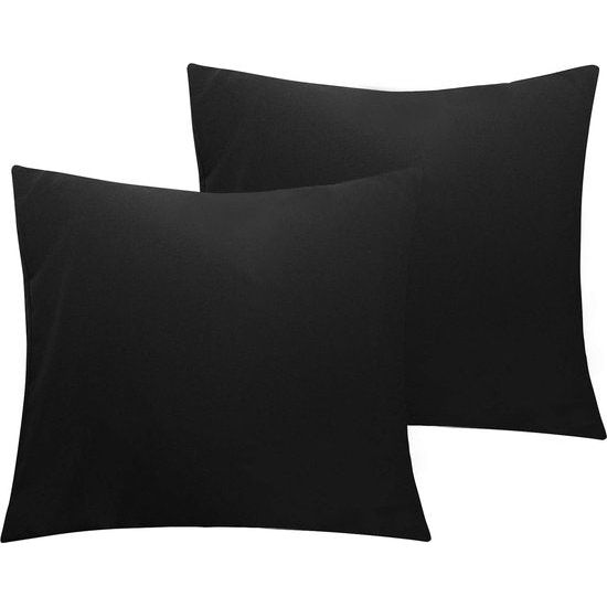 Set van 2 kussenslopen 40 x 40 cm, 100% microvezel kussenhoezen met ritssluiting, zwart
