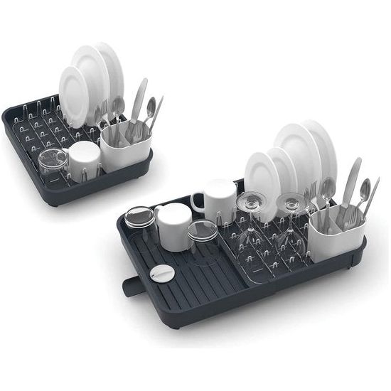 uitbreidbaar druiprek met afvoerschroef, grijs, 53x36.5x16 cm