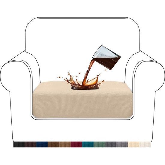 Premium Waterdichte bankovertrek, high stretch jacquard zitkussenbescherming, bankhoes voor bank (1-zits, beige)