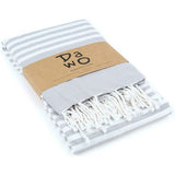 Fouta hamamdoek, badhanddoek, ideaal voor strand, sauna, yoga, reizen, baden - XXL (100 x 180 cm) - 100% katoen, Oeko-Tex® (lichtgrijs)