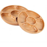 Houten aanbevolen bord, 5-voudig dienblad, portiecontrole, kinderbord, stapelbare houten onderroosterschaal, bord voor gedroogd fruit, snacks en fruit (30 cm)