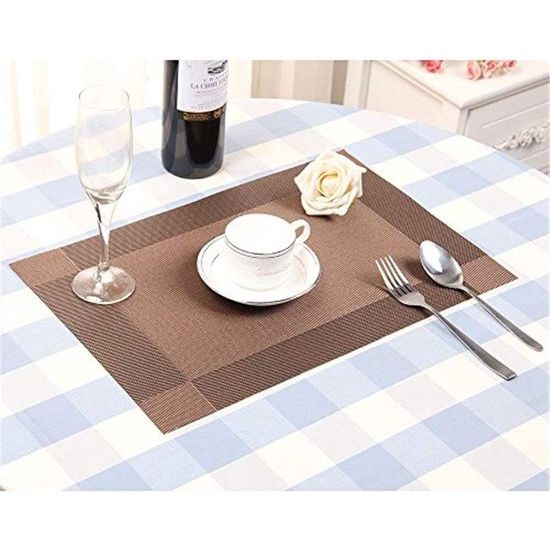 Set van 6 placemats, 30 x 45 cm, antislip, afwasbaar, gemaakt van pvc, hittebestendig, kwetsbaar en wasbaar, voor keuken en eetttafel