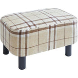 Rechthoekige voetenbank, zitkruk, 42 x 29 x 23 cm, gevoerde kruk van katoenen doek, houten poten, comfortabele en dikke zitbank, ruimtebesparend, voor woonkamer, hal, kantoor, strepen