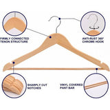 Pak van 20 44,5 cm natuurlijke houten kleerhangers met staaf en groef, robuuste hanger voor T-shirt overhemd pak jas jurk bruiloft top met bandjes