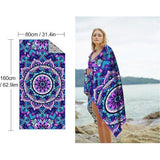 Strandhanddoek, microvezel, badhanddoek, 180 x 80 cm, sneldrogend, strandlaken, zandvrije strandhanddoek, reishanddoek voor reizen, zwemmen, strand, sport