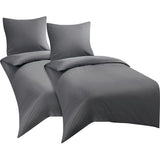 Beddengoed 135 x 200 cm, 4-delig, antraciet - dekbedovertrekken 135 x 200 cm, set van 2 met kussenslopen 80 x 80 cm, beddengoedsets 135 x 200 cm, van microvezel met ritssluiting, zacht, grijs