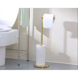 Freestanding Toilet Paper Holder, Gold Toilet Roll Holder Stand, Floor Standing Toilet Paper Dispenser with Storage for 5 Toilet Rolls, Stainless Steel, Toilet