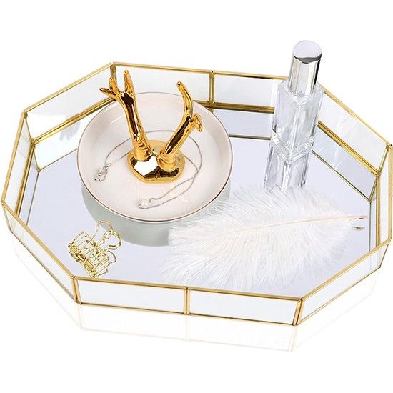 Spiegeldienblad Scandinavische stijl Bootoow goud gespiegeld metaal decoratief dienblad cosmetische sieraden organizer