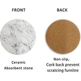 set van 6 ronde marmeren onderzetters met metalen handvat voor huisdecoratie, feesten, drankjes, koffie, wijn, bekers en bar