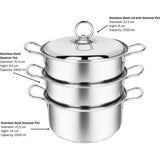 Pan,Deze hoogwaardige set van roestvrijstalen stoompannen is de gezonde en praktische manier om meerdere soorten