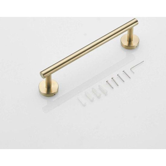 roestvrij staal met gouden afwerking Badkamerhanddoekrek 30 cm Enkele wandmontage Luxe Leekayer