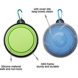 Set van 2 opvouwbare hondenbakken, reisbak voor huisdieren met deksel en haak, draagbare siliconen voerbak, hondenbak voor reizen, wandelingen, kennel, kamperen (450 ml, blauw en groen)