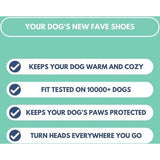 Hondenschoenen met warm asfalt, set van 4 pootbeschermers voor heet asfalt, ruw terrein en doornen, ontwerp voor brede poten, gemakkelijk aan te trekken, turquoise, C