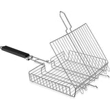 Barbecuemand, groot, draagbare, grillmand van beveiliging, vis-grillmand, inklapbaar, draagbare met afneembare handgreep, 64.5 x 31 x 5.5 cm, free opbergtas