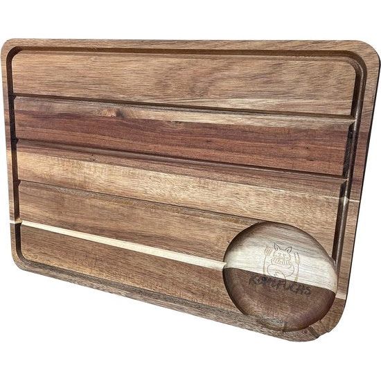 Premium Chopping and Roasting Board - 100% Acacia Wood - Can be Used on Both Sides - Clean Juice Drain - No Spills