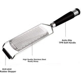 Cheese Grater, Parmesan Grater, Lemon Grater, Zester with Large and Sharp Grating Surface Made of Premium Stainless Steel, Non-Slip, Robust and Dishwasher Safe