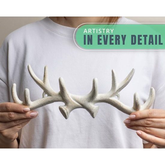 Gietijzeren geweihaak Vintage antieke metalen afwerking Beugel Beugel met haak | Geleverd met schroeven en pluggen