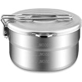 Roestvrijstalen camping kookgerei kookpot met deksel en opvouwbare handgreep - 1,5L grote capaciteit Bento Pot Camping Servies - Outdoor kookgerei voor kamperen, wandelen, picknick