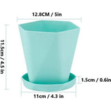 6 stuks kunststof bloempotten, 13 cm, kleurrijke bloempot, zaailingplant met wortelcontrole, tuinpotten in Scandinavische stijl, met schotel, voor bloemen, kruiden, vetplanten, cactussen (6 kleuren)