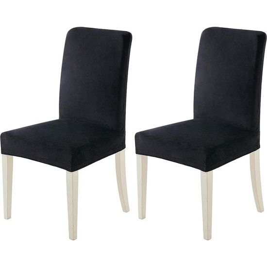 Stoelhoezen, set van 6 en 4 stoelhoezen, set van 2 schommelstoelen, zwart, fluwelen stoelhoezen voor bureaustoel, bekleding, keuken, woonkamer, banket, familie, bruiloft, feest