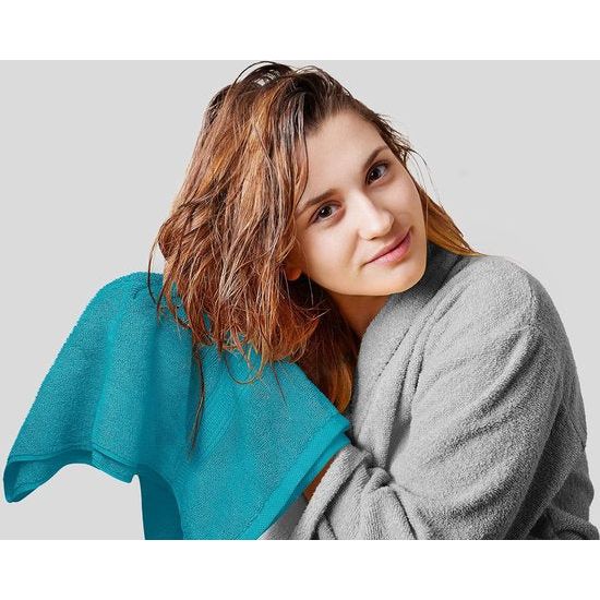 8-delige handdoekenset van katoen met ophanghaakjes, 2 badhanddoeken, 2 handdoeken en 4 waskleppen - (turquoise)