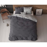100% Katoen Dekbedovertrek 155cm x 220cm Antraciet/Grijs - Zacht & strijkvrij dekbedovertrek met rits - Tweekleurig dekbedovertrekset met 2 kussenslopen 80cm x 80cm