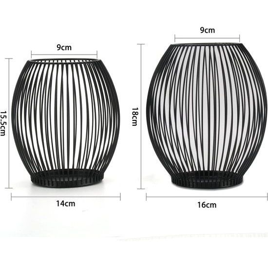 Kandelaar zwart 2 Stuks 16 x 18 cm