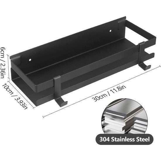 Shower Shelf without Drilling Shower Basket Stainless Steel Shower Shelf No Drilling Bathroom Shelf Self-Adhesive Bathroom Shelf Adhesive (Black)