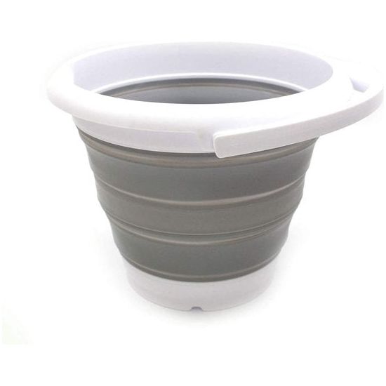 5L opvouwbare plastic emmer - opvouwbare ronde kuip - draagbare wateremmer om te vissen - ruimtebesparende buitenwaterpot (grijs, 5L)
