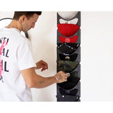 Honkbalpettenhouder, voor aan de muur, baseballcaphouder, opvouwbare kaphouder voor aan de muur met 7 vakken, enkele rij, geen boren, wandhouder