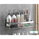 Doucheplank zonder boren, doucheplank met haken, handdoekhouder, aluminium, zonder sporen achter te laten, zelfklevende doucheplanken met 2 haken, voor keuken, badkamer, douchemand om op te hangen, 2