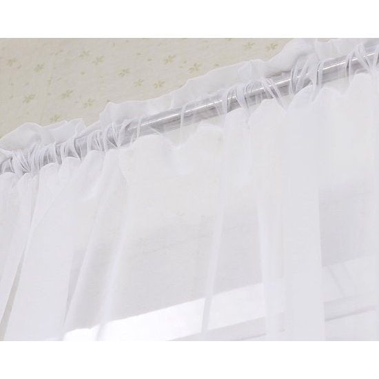 Stanggordijn, transparant, Voile, met 50 mm geplooide tape, 140 x 225 cm, Wit, 140 x 225 cm