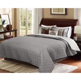 Sprei, bedsprei, 240 x 260 cm, donkergrijs + lichtgrijs, patchwork, omkeerbaar design, beddenspreis van microvezel, quilt bij ultrasoon genaaid, woondeken, bankovertrek, sprei voor bed