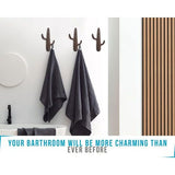 Set van 3 - Gietijzeren Cactus Dubbele Muurhaken/beugels - Decoratieve muurhaken voor jassen, tassen, handdoeken en meer - met schroeven en ankers - Kleur Rustiek Bruin