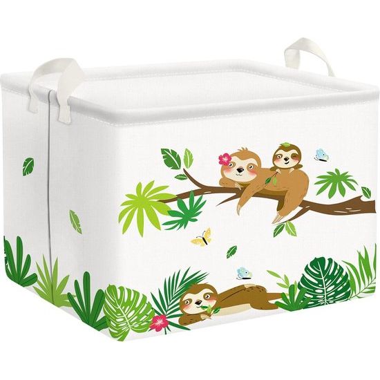 Cute Sloth Animals Storage Basket Children Waterproof Rectangular Fabric Shelf Baskets White Clothes Toy Kids Storage Box 40 x 30 x 30 cm