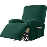 Stretch Cover for Recliner Chair, Complete Armchair Protector, Stretch Recliner Chair Covers, 1 Piece, Plain Velvet, Elastic Armchair Cover for TV Chair, Lounger, Armchair (Dark Green)