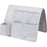 Bedorganizer, nachtkastje organizer, vilten bedplank organizer met flessenhouder voor boek, tijdschriften, iPad, mobiele telefoon, afstandsbediening - lichtgrijs