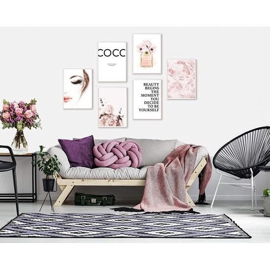 Set van 6 posters woonkamer - foto's decoratie slaapkamer - stijlvolle wandafbeeldingen - A4 zonder fotolijst (W2, 6x A4)