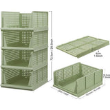 Set van 4 stapelbare opvouwbare opbergdozen voor kledingkast, kunststof kledingkast, kast, organizer, box, uittrekbaar als een lade, geschikt voor thuis, slaapkamer, keuken (groen)